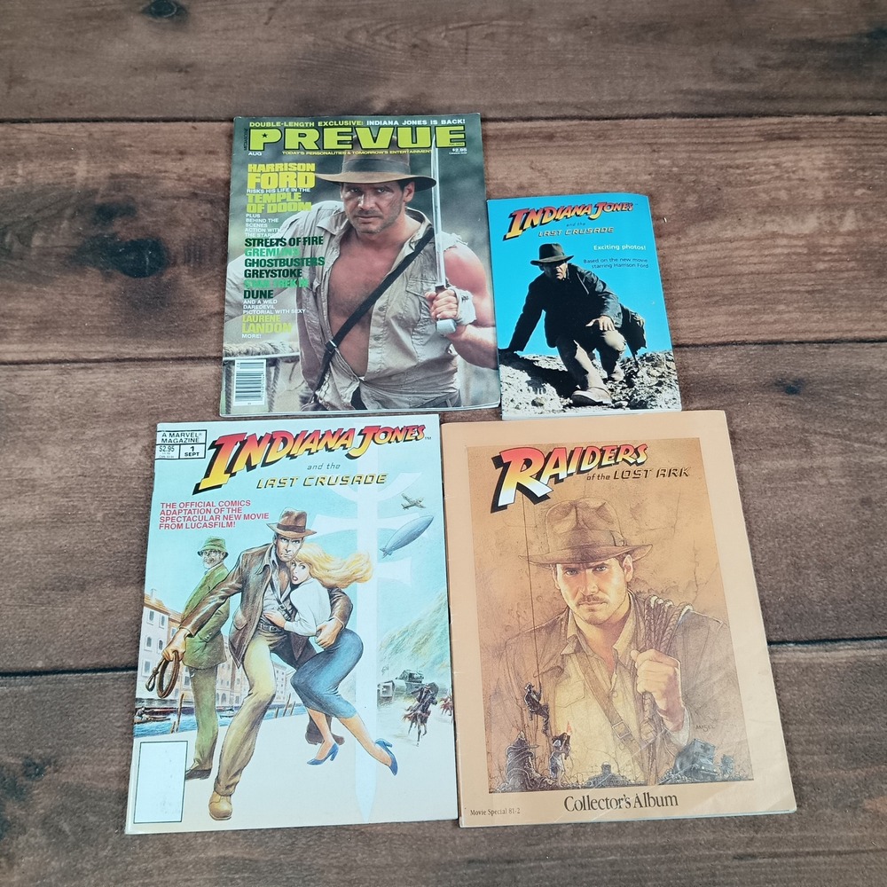 Indiana Jones Vintage Magazine Comic Book Lot 4pc Raiders Temple Last Crusade